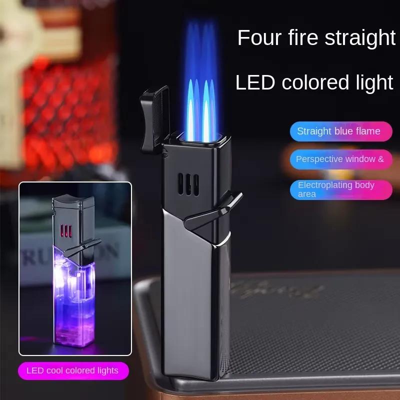 Electronics Gadgets To Gift - Metalen winddichte sigarenaansteker met jetvlam, butaangas,