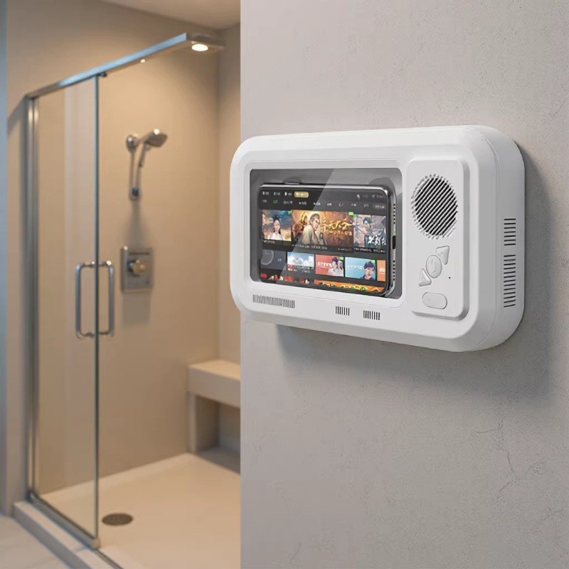 Bluetooth Speaker Waterproof - Waterdichte telefoonhouder met touchscreen en Bluetooth-luidspreker,