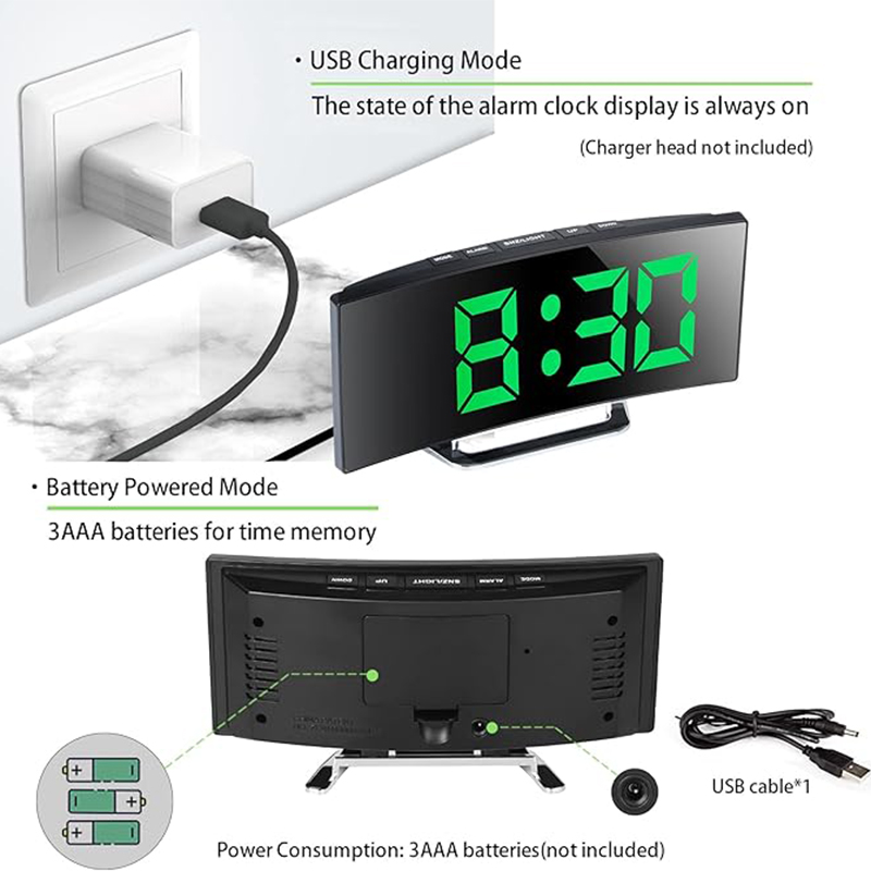 LED Digitale Wekker Gebogen Sc - Modern Electronics Gadgets recensie en prijs